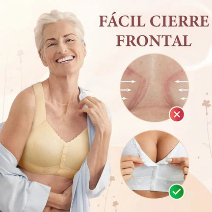 Seamless Breathable Front Closure Button Bra for Seniors