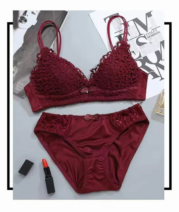 Sexy Wireless Bra with Bow Panties
