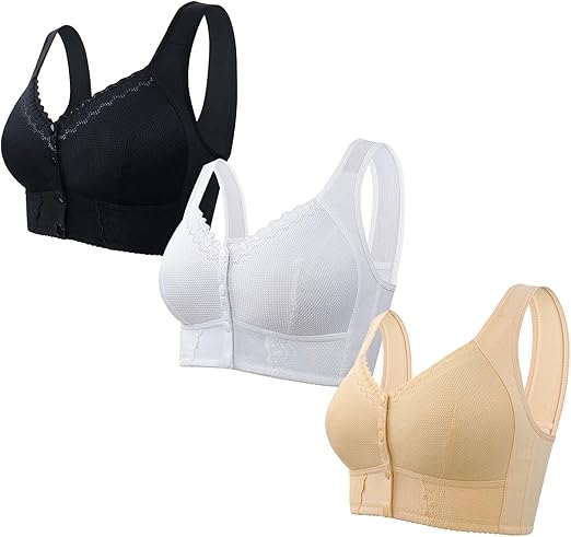 Seamless Breathable Front Closure Button Bra for Seniors